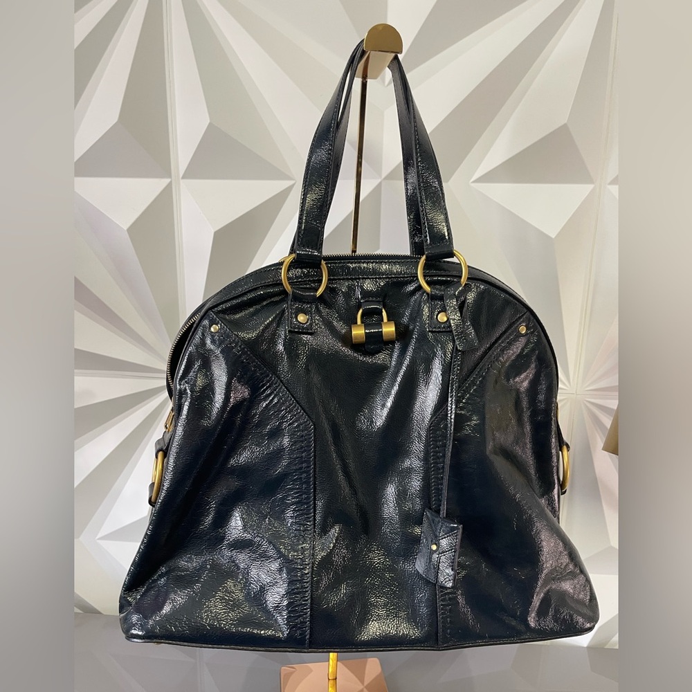 Yves Saint Laurent YSL Muse Bag Dark Teal/Black Patent